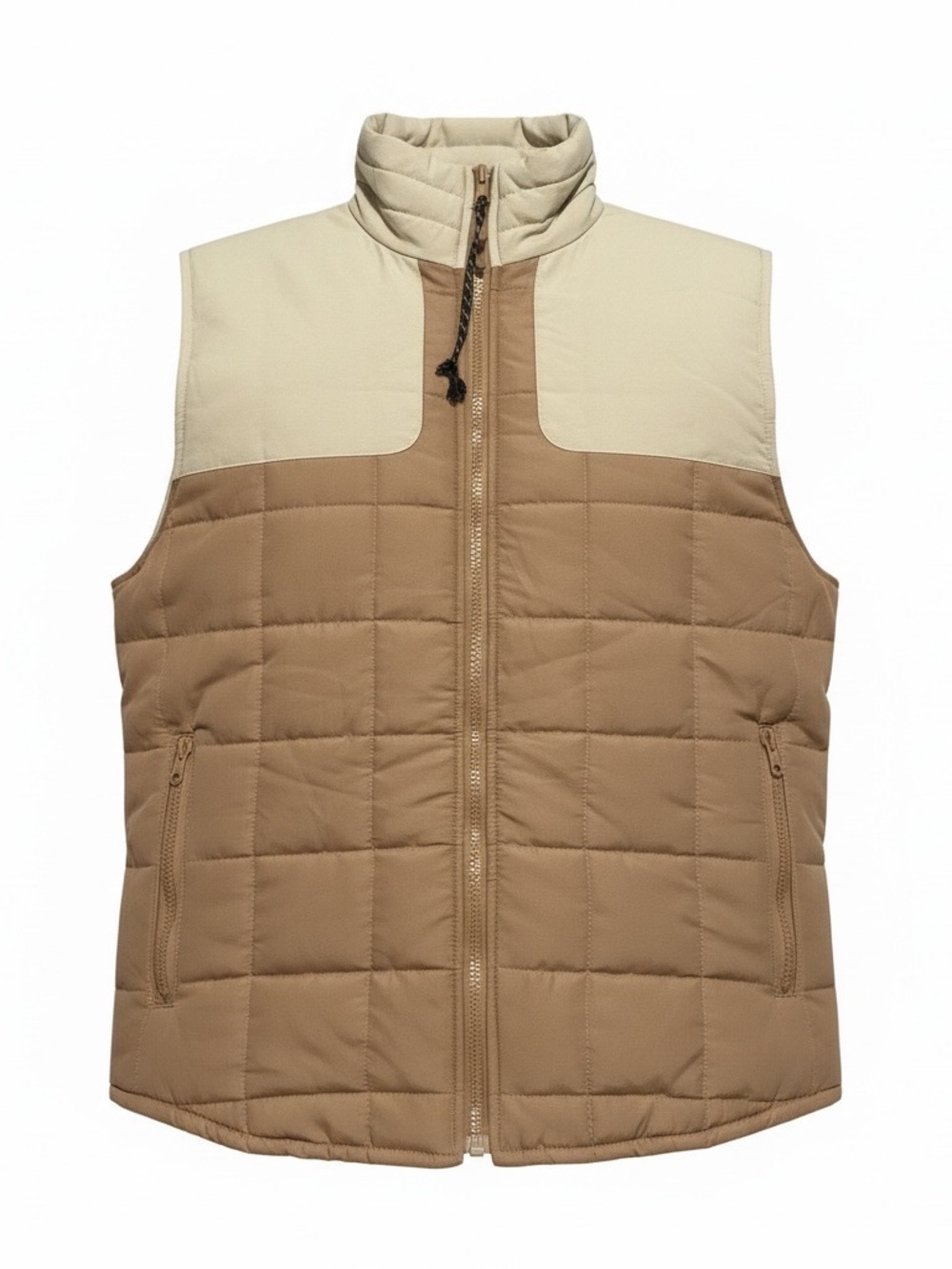 Nomad Craft + Flow Puffer Vest Sz S Tan Cream Colorblock Quilted Zip Lightweight - Picture 5 of 16